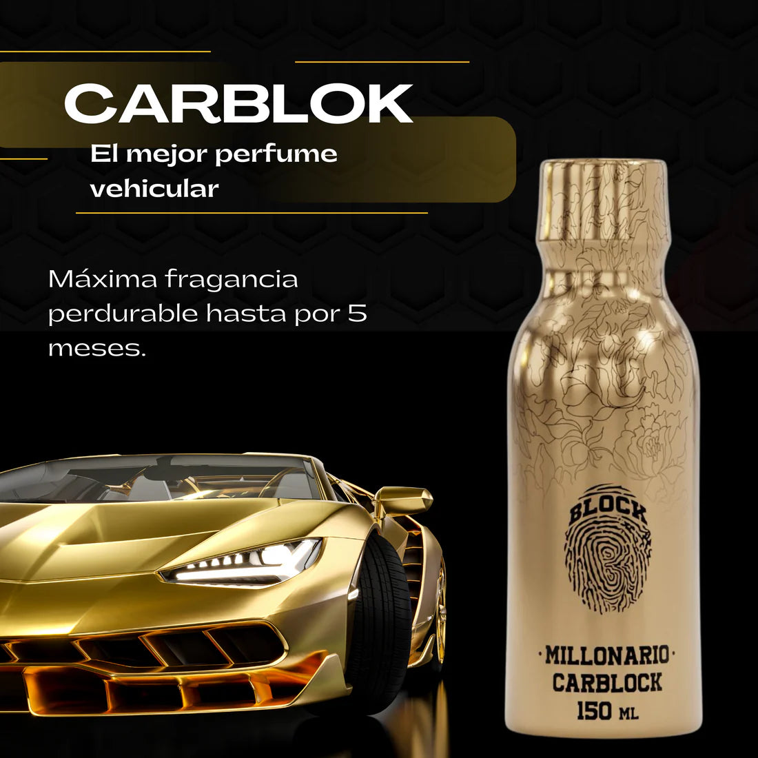 AROMA PARA VEHÍCUOS PREMIUM Carblock Millonario™ | 4 MESES DE DURACIÓN