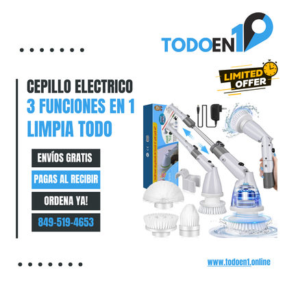 🌀🛁 Cepillo eléctrico 3 en 1: ¡transforma tu rutina de limpieza! 💥🧼