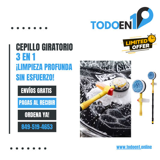 🚗¡Luce tu auto como nuevo con este cepillo giratorio 3 en 1! 🧽¡Dile adiós a la suciedad y los rayones! 🚙